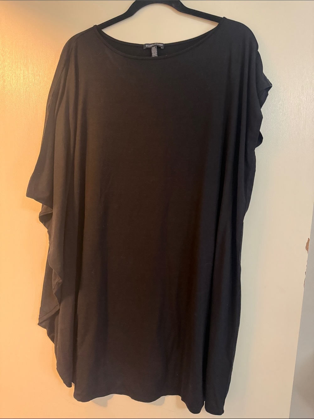 Eileen Fisher Black Relaxed Draped Short-Sleeve Tunic